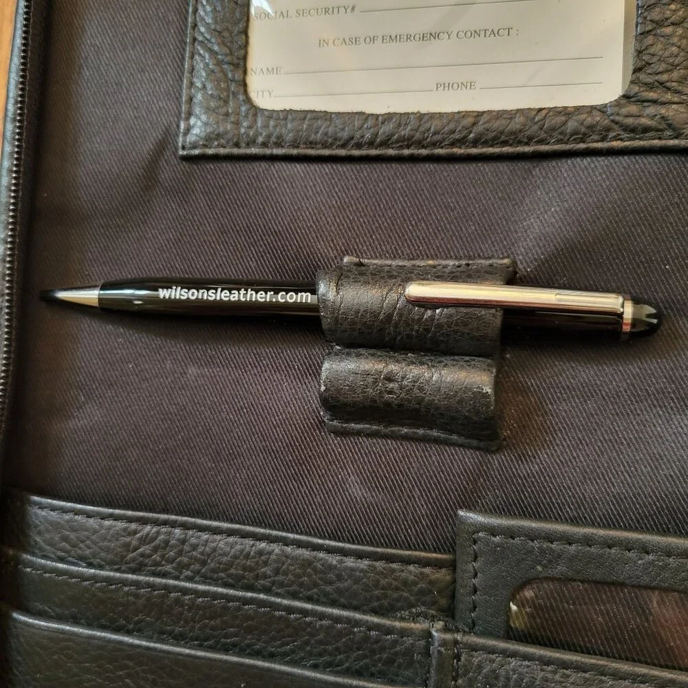 Vintage Wilsons Black Leather‎ Business Portfolio Organizer Planner Binder Strap